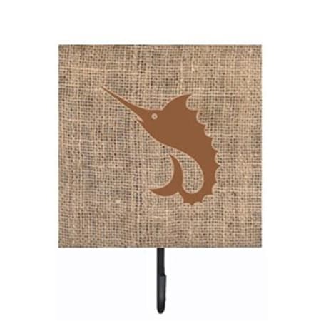 Carolines Treasures Fish - Sword Fish Burlap and Brown Leash Or Key Holder BB1097-BL-BN-SH4